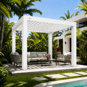 Overkapping - Premium - 400x400 cm - Wit - Extra dikke poten