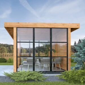 Steellook Glaswand zwart - Complete set - 3 vaks - 248 x 224 cm (bxh)