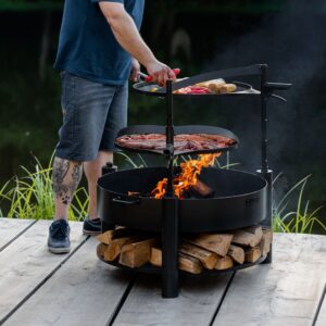 Vuurschaal - Montana X - Ø80 cm met Grillrooster Ø60 cm- zwart staal