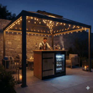 Buitenkeuken Iowa - 70 Liter Koelkast - zwart omlijst - Douglas Hout