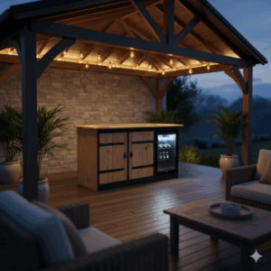 Buitenkeuken Georgia - 70 Liter Koelkast - zwart omlijst - Douglas Hout