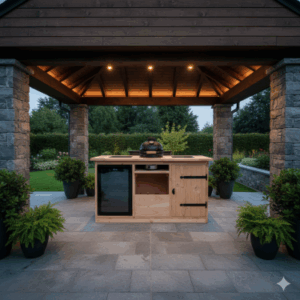 Buitenkeuken Dublin - 70 Liter Koelkast + Kamado BBQ -  Douglas Hout