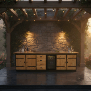 Buitenkeuken Deluxe - Chatel - 70 Liter Koelkast - zwart omlijst - Douglas Hout