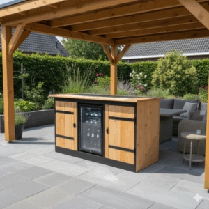 Buitenkeuken Indiana - 68 Liter Koelkast - zwart omlijst - Douglas Hout