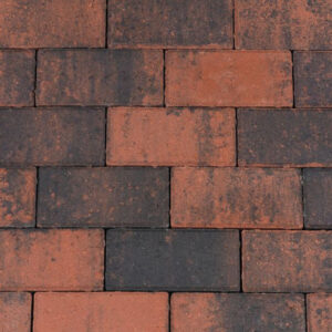 Betonstraatsteen - rood/zwart - 21x10.5 cm - door en door gekleurd