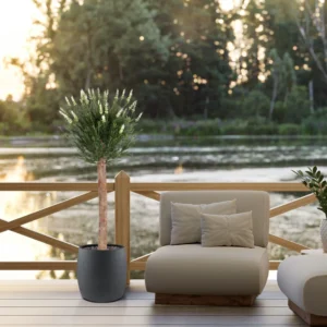 Lavendel Bol op stam Kunstplant - 120 cm - Wit - UV bestendig