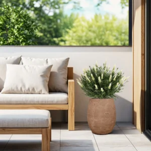 Lavendel bol kunstplant 60 cm in pot - UV bestendig - Wit