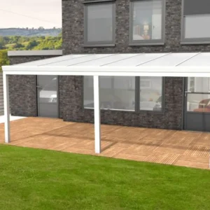 Veranda aanbouw - Aluminium - 600x350 cm - PC dak - Wit
