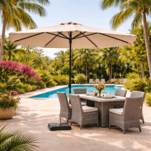 Parasol Flores luxe 300 cm - Ecru