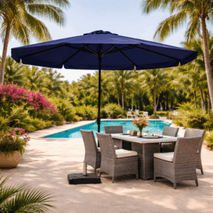 Parasol Syros luxe 350 cm - Safier Blauw