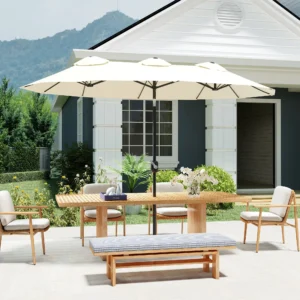 Dubbele Parasol - Roomwit - Ovaal - 292x150x218 cm