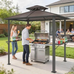 BBQ Gazebo - 256x145x255 cm - bruin