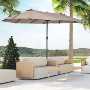 Dubbele Parasol - Koffiekleur - Ovaal - 460x270x240 cm