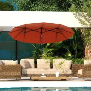 Dubbele Parasol - Rood/Bruin - Ovaal - 292x150x218 cm