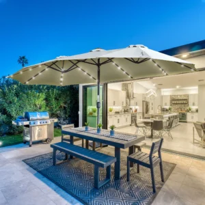 Dubbele Parasol - met LED - Lichtgrijs - Ovaal - 450x267x240 cm