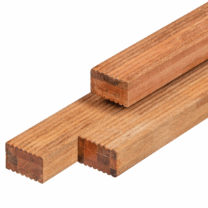 Bangkirai hardhout regel 4,4 x 6,8 x 395 cm kunstmatig gedroogd, geschaafd, gelamineerd, gevingerlast, 4 ronde hoeken