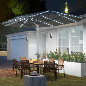 Dubbele Parasol - met LED - Donkergrijs - Ovaal - 450x267x250 cm