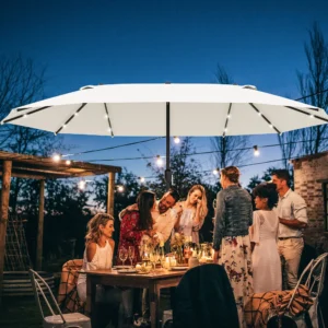 Dubbele Parasol - met LED - Roomwit - Ovaal - 440x260x256 cm