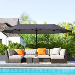 Dubbele Parasol - Grijs - Ovaal - 460x270x240 cm