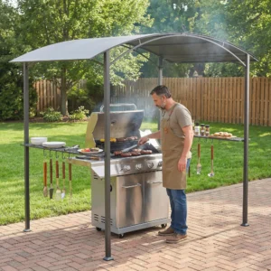 BBQ Gazebo - 242x152x218 cm - donkergrijs