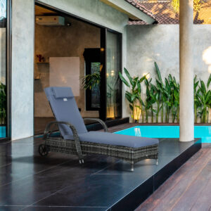 Ligbed - 5-weg verstelbare PE Rattan Outdoor Lounger met kussen - Grijs