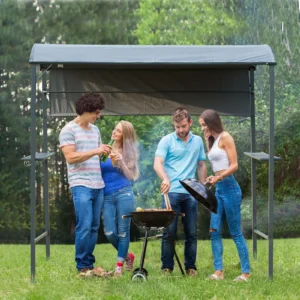 BBQ Gazebo - 218x138x216 cm - zwart