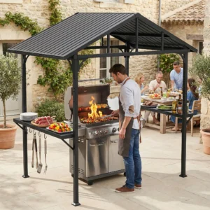 BBQ Gazebo - 252x156x248 cm - zwart