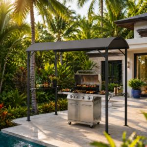 BBQ Gazebo - 215x150x182/220 cm - donkergrijs