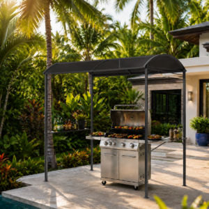 BBQ Gazebo - 215x150x182/220 cm - grijs