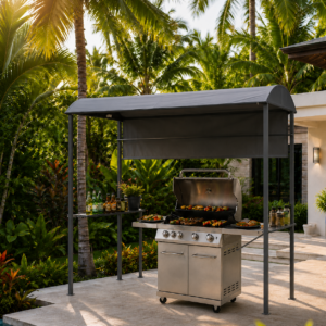 BBQ Gazebo - 218x138x216 cm - zwart
