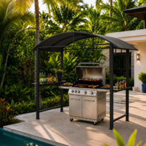 BBQ Gazebo - 233x110x235 cm - zwart