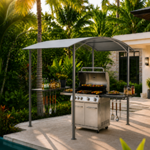 BBQ Gazebo - 242x152x218 cm - donkergrijs