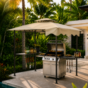 BBQ Gazebo - 242x232x248 cm - beige