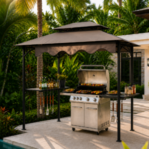 BBQ Gazebo - 242x232x248 cm - bruin