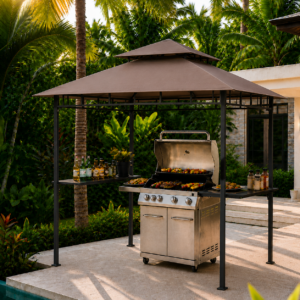 BBQ Gazebo - 245x150x252 cm - bruin