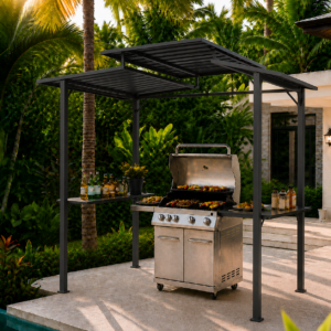 BBQ Gazebo - 250x160x250 cm - zwart
