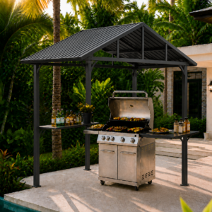 BBQ Gazebo - 252x156x248 cm - zwart