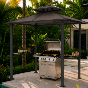 BBQ Gazebo - 256x145x255 cm - bruin