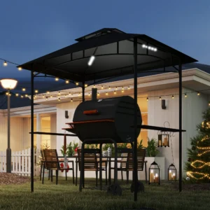 BBQ Gazebo met LED verlichting - 240x150x258 cm - donkergrijs