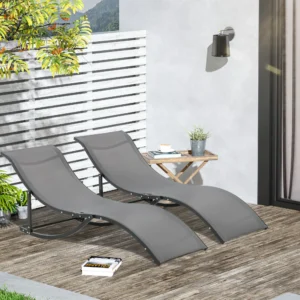 Ligbed - set 2 delig - 61x165x63 cm - Aluminium