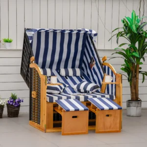 Zwembad / Strandstoel 2 personen -compleet - wit/blauw