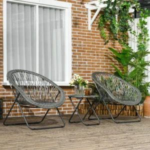 Bistro set 3 delig - Rotan look - opvouwbaar - grijs