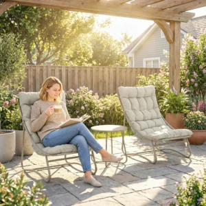 Bistro set 3 delig - Metaal - beige - Incl. Kussens