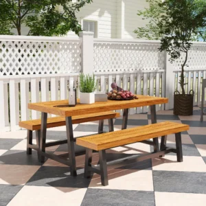 Eettafelset - 3 delig - Hout - 168x76x74 cm