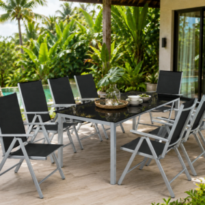 Tuinset - 8 stoelen +1 tafel - Zilver