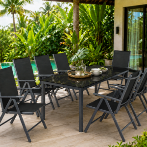 Tuinset - 8 stoelen +1 tafel - Antraciet