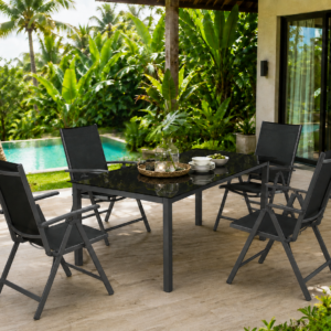 Tuinset - 4 stoelen +1 tafel - Antraciet
