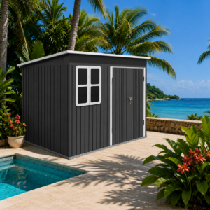 Tuinhuis - met raam en brede deur - 260x177x190 cm (bxdxh) - Antraciet - Incl. Bodemframe