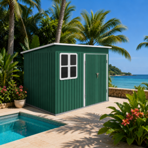 Tuinhuis - met raam en brede deur - 260x177x190 cm (bxdxh) - groen - Incl. Bodemframe