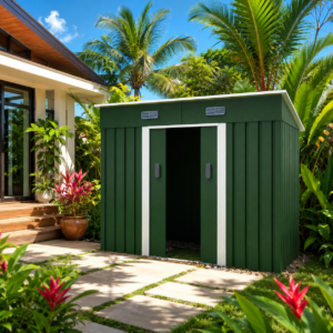 Tuinhuis metaal - 182x238x131 cm - groen